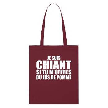 Man who loves Apple Juice. Funny Design Humor - Stanley/Stella Organic Tote Bag - burgundy - Front