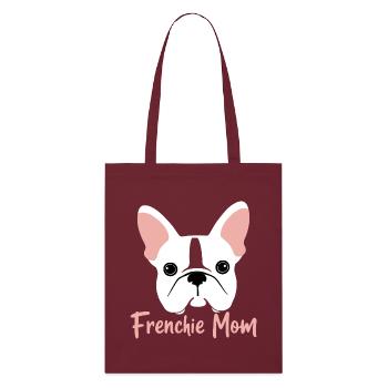 Frenchie Mom - Stanley/Stella Bio-Stoffbeutel - Burgunderrot - Vorne