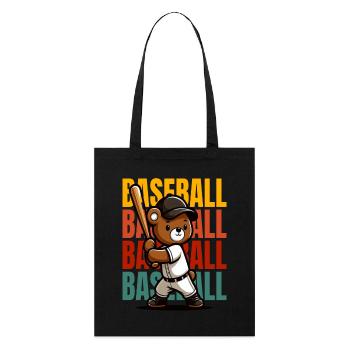 Cute Baseball Bear - Stanley/Stella Organic Tote Bag - black - Front