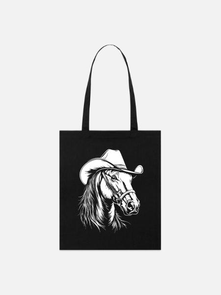 Pferd Cowboy Hut Western - Stanley/Stella Bio-Stoffbeutel - Schwarz