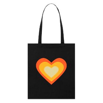 coeur orange motif coeur orange rétro des années 70 - Tote bag bio Stanley/Stella - noir - Devant