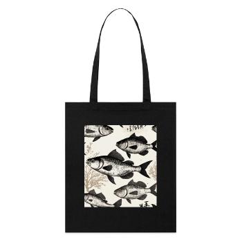 Japanese Style Fish Drawing - Stanley/Stella Organic Tote Bag - black - Front
