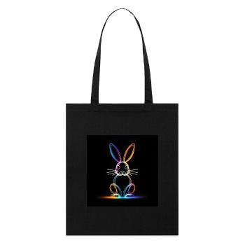 Lapin lumineux - Tote bag bio Stanley/Stella - noir - Devant