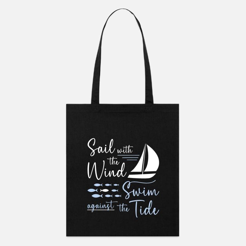 Sail with the Wind Swim against the Tide - Stanley/Stella Bio-Stoffbeutel - Schwarz