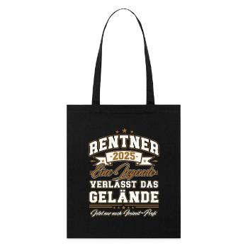 Rentner 2025 Ruhestand Rentner Geschenk - Stanley/Stella Bio-Stoffbeutel - Schwarz - Vorne
