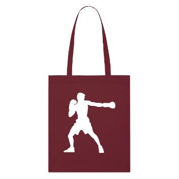 Boxer-Silhouette, Lebendiges Boxsport-Design - Stanley/Stella Bio-Stoffbeutel - Burgunderrot - Vorne