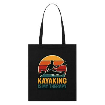 Le kayak est ma chemise de thérapie - Tote bag bio Stanley/Stella - noir - Devant