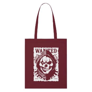 Wanted Skull Pullover Hoodie Poster - Stanley/Stella Organic Tote Bag - burgundy - Front