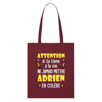 Adrien humour prénom adrien tshirt personnalisé - Tote bag bio Stanley/Stella - bordeaux - Devant