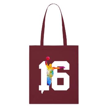 NUMMER 16 BASKETBALL 16. GEBURTSTAG - Stanley/Stella Bio-Stoffbeutel - Burgunderrot - Vorne