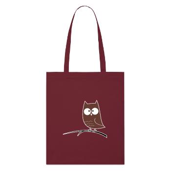 Schielende Eule Geschenk Idee - Stanley/Stella Bio-Stoffbeutel - Burgunderrot - Vorne