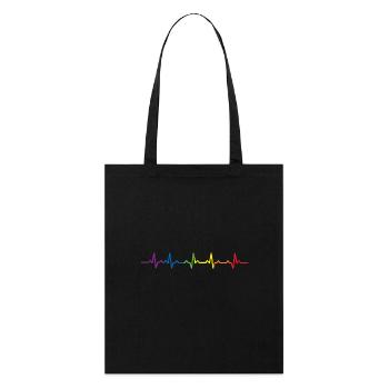 Heartbeats LGBT Rainbow T-shirt - Stanley/Stella Bio-Stoffbeutel - Schwarz - Vorne