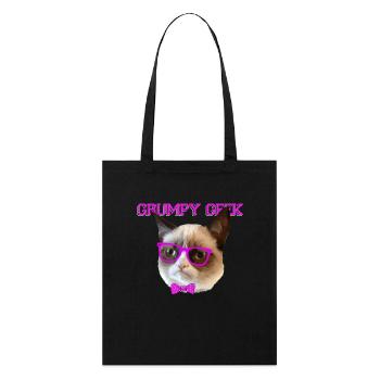 Cute Grumpy Geek Cat Gift - Stanley/Stella Organic Tote Bag - black - Front