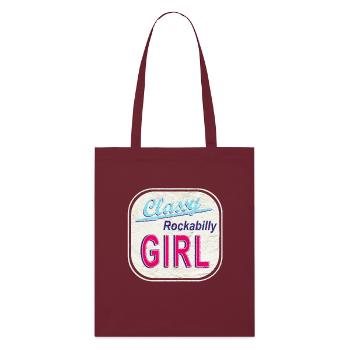 Classy Rockabilly Girl Vintage Logo - Stanley/Stella Bio-Stoffbeutel - Burgunderrot - Vorne
