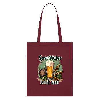 ÉCONOMISER L’EAU BOIRE BIÈRE - BIÈRE FÛT HOUBLON ET MALT - Tote bag bio Stanley/Stella - bordeaux - Devant
