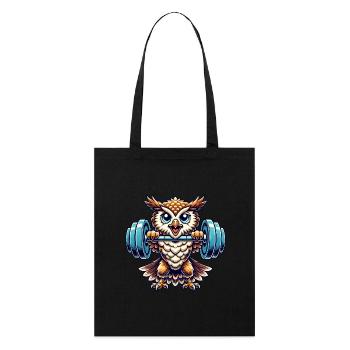 hibou poids haltérophilie fort hibou forme physique - Tote bag bio Stanley/Stella - noir - Devant
