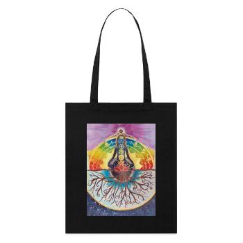 Spiritueller Meditationsbaum mit Chakras - Stanley/Stella Bio-Stoffbeutel - Schwarz - Vorne