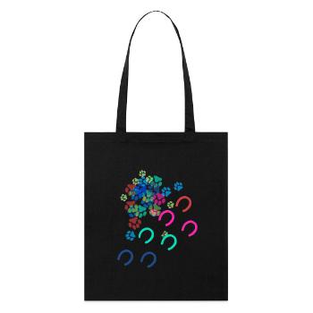 Patte, pattes, patte, empreinte de pied, imprimé fer à cheval - Tote bag bio Stanley/Stella - noir - Devant