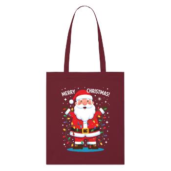 Weihnachtsmann Merry Christmas Santa Claus lustig - Stanley/Stella Bio-Stoffbeutel - Burgunderrot - Vorne