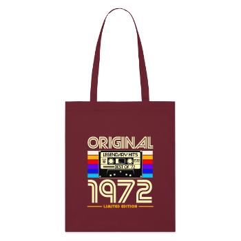 1972 Limited Edition Cassette - Stanley/Stella Organic Tote Bag - burgundy - Front