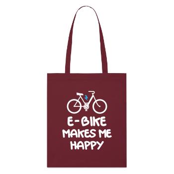 E Bike Makes Me Happy - Stanley/Stella Bio-Stoffbeutel - Burgunderrot - Vorne