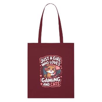 Gaming Computer Console Girl Cat - Stanley/Stella Organic Tote Bag - burgundy - Front