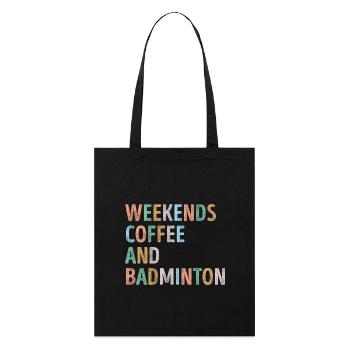 Wochenenden Kaffee und Badminton Mama - Stanley/Stella Bio-Stoffbeutel - Schwarz - Vorne