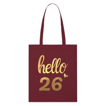 Hello 26 doré - Tote bag bio Stanley/Stella - bordeaux - Devant