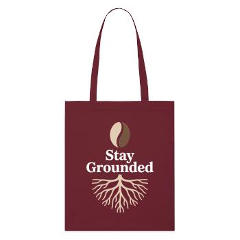 Stay Grounded Kaffeebohne Mit Wurzeln Achtsamkeit - Stanley/Stella Bio-Stoffbeutel - Burgunderrot - Vorne