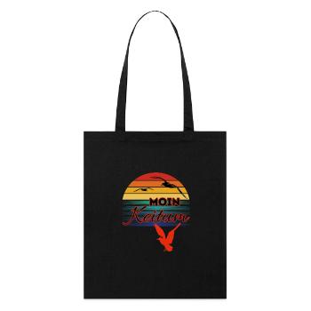Moin Keitum avec mouette dans le style rétro-Sylt-Keitum - Tote bag bio Stanley/Stella - noir - Devant