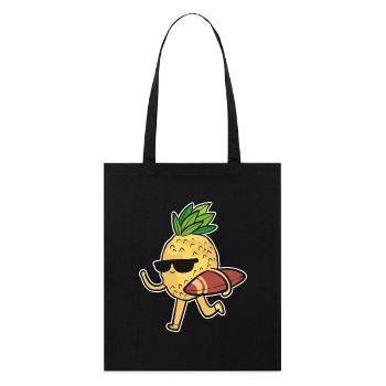 Ananas Surfing - Stanley/Stella Bio-Stoffbeutel - Schwarz - Vorne