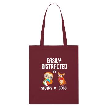 Sloth, laziness, lazy, morning grouch - Stanley/Stella Organic Tote Bag - burgundy - Front