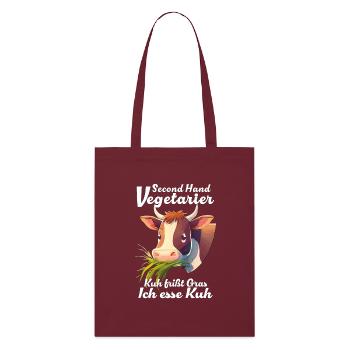 VEGETARIAN COW EATS GRASS - Stanley/Stella Organic Tote Bag - burgundy - Front