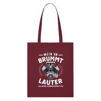 V8 Engine 8 Cylinder Displacement Car Tuning Tuner - Stanley/Stella Organic Tote Bag - burgundy - Front