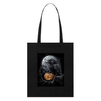 Halloween Geschenk Frauen Krähe Männer Kinder Deko - Stanley/Stella Bio-Stoffbeutel - Schwarz - Vorne
