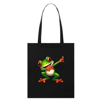 Cooler Frosch Dabbing Kröte Stil - Stanley/Stella Bio-Stoffbeutel - Schwarz - Vorne