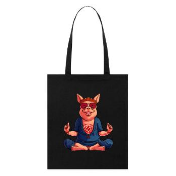 Yogi Schweinchen - Stanley/Stella Bio-Stoffbeutel - Schwarz - Vorne