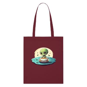 Green Alien Coffee Coffee Drinker - Stanley/Stella Organic Tote Bag - burgundy - Front