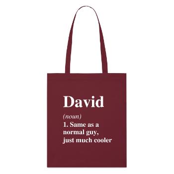 David Definition Cool Name Saying Gift - Stanley/Stella Organic Tote Bag - burgundy - Front