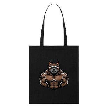 Bulldog Dog Muscles Bodybuilding - Stanley/Stella Organic Tote Bag - black - Front