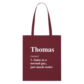 Thomas Definition Cooler Name Spruch Geschenk - Stanley/Stella Bio-Stoffbeutel - Burgunderrot - Vorne