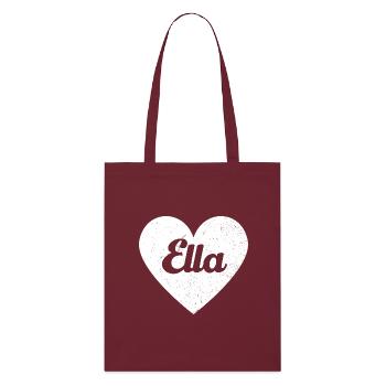Ella Name Big Heart Love Graphic Gift - Stanley/Stella Organic Tote Bag - burgundy - Front