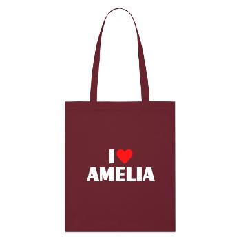 I love Amelia Rotes Herz Liebe Fan Geschenk - Stanley/Stella Bio-Stoffbeutel - Burgunderrot - Vorne