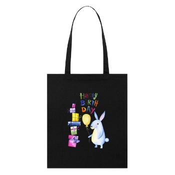 Happy Birthday kleiner Hase - Stanley/Stella Bio-Stoffbeutel - Schwarz - Vorne