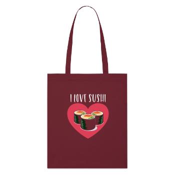 I Love Sushi - Stanley/Stella Organic Tote Bag - burgundy - Front