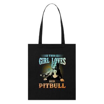 Pitbull chien chien de combat amour fille - Tote bag bio Stanley/Stella - noir - Devant