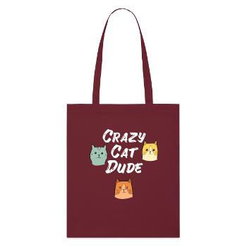 Crazy Cat Type Cat lover Cat Meow - Stanley/Stella Organic Tote Bag - burgundy - Front