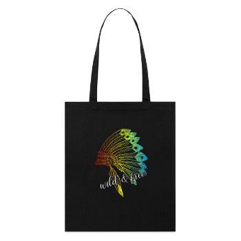Sauvage et libre indiens amérindiens sauvages et libres - Tote bag bio Stanley/Stella - noir - Devant