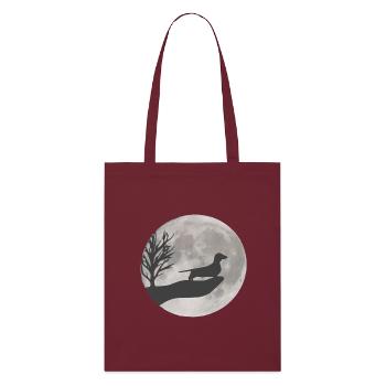 Teckel chien au clair de lune de la pleine lune - Tote bag bio Stanley/Stella - bordeaux - Devant