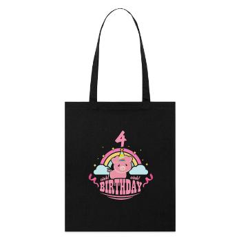 4 birthday pig - Stanley/Stella Organic Tote Bag - black - Front